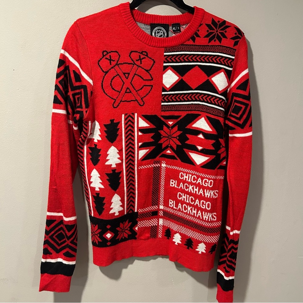 Chicago Blackhawks NHL Ugly Christmas Sweater Small Unisex Adult EUC